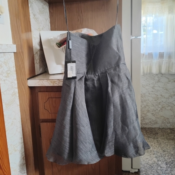 🆕 Emporio Armani Gray Linen Convertible Dress with Strap, Taglia 40, Size 8 - Picture 12 of 13